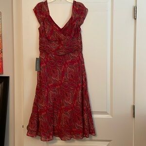 Ann Taylor Dress. NWT. Size 2. Red with paisley. Silk